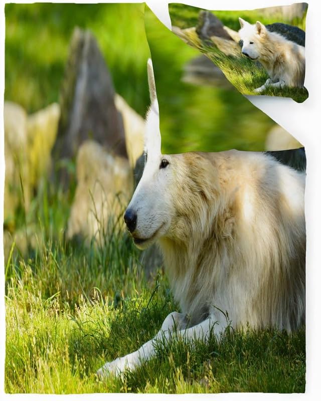 Miniatura 2 de Arctic Wolf King - Juego de funda de edredón con estampado de animales salvajes, funda de edredón de microfibra suave y 2 fundas de almohada de 20 x