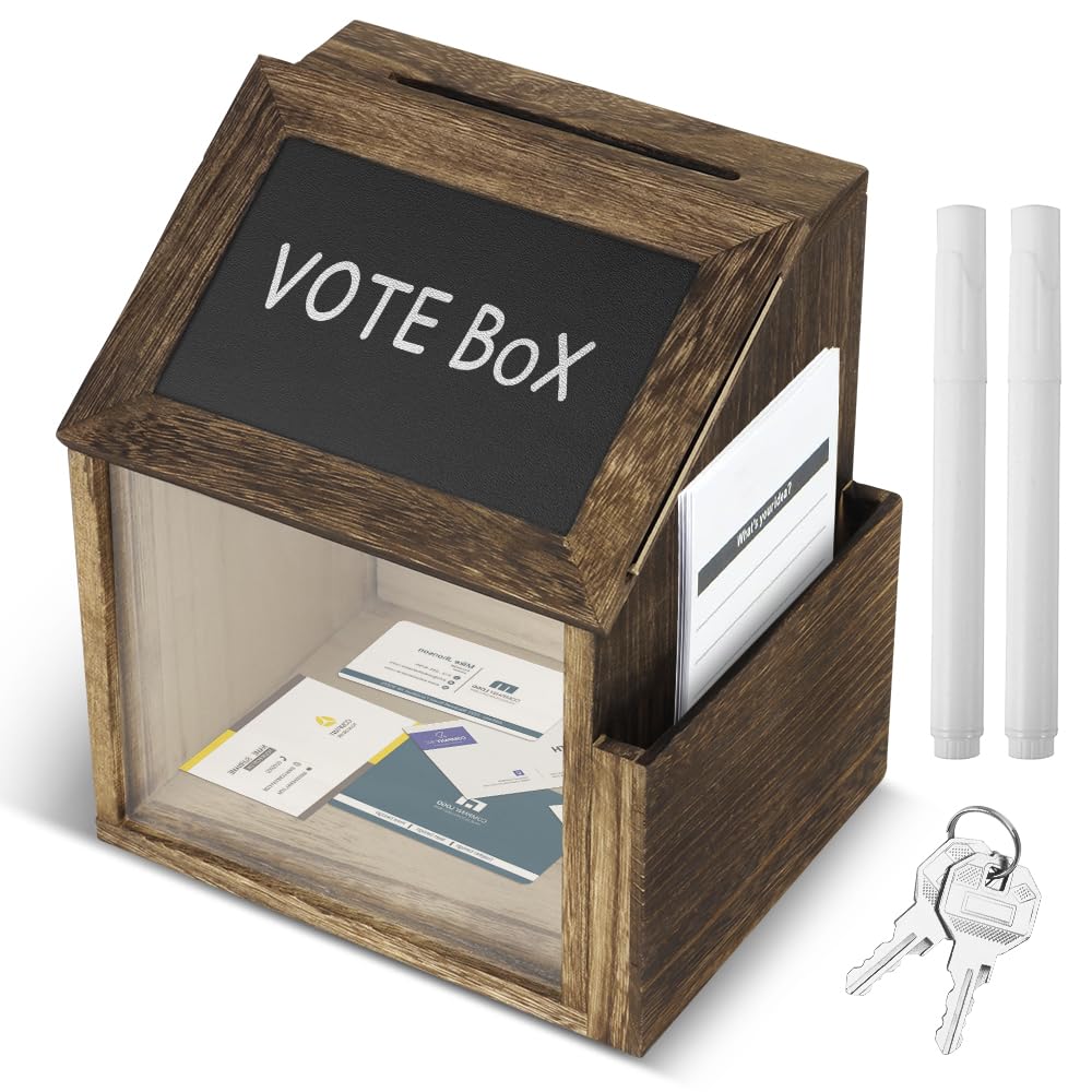 Boîte à Suggestions En Bois Pin Avec Serrure - 25x17x10 Cm, Tableau Effaçable, Pour Dons, Votes, Idées