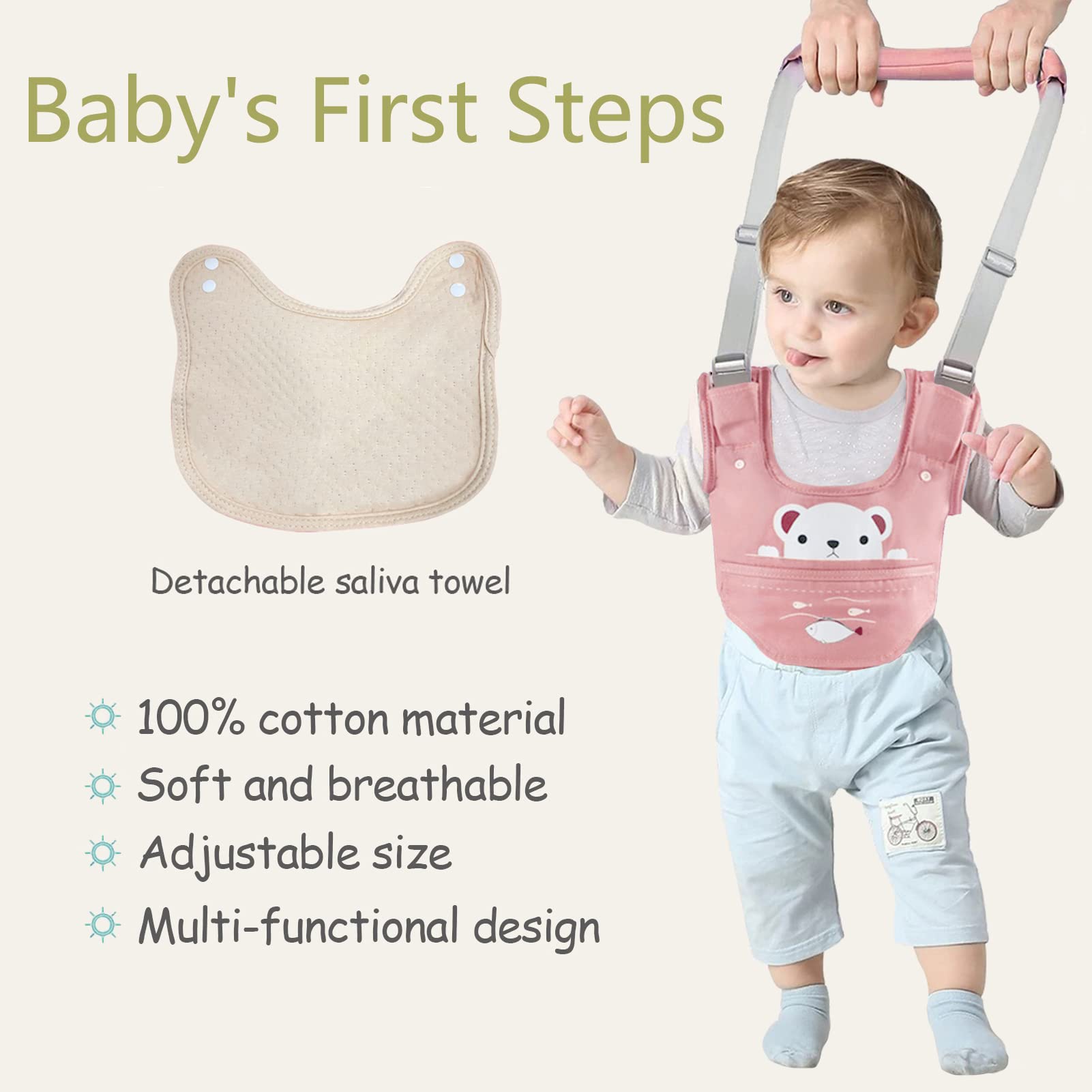 IULONEE Camminare Assistente per Bambino, Cintura Bimbo Detachable Bretelle di Sicurezza per Infante Sostegno Portatile per 9-24 Mesi Baby Aiutarlo a Camminare Cintura Protettiva (Rosa)