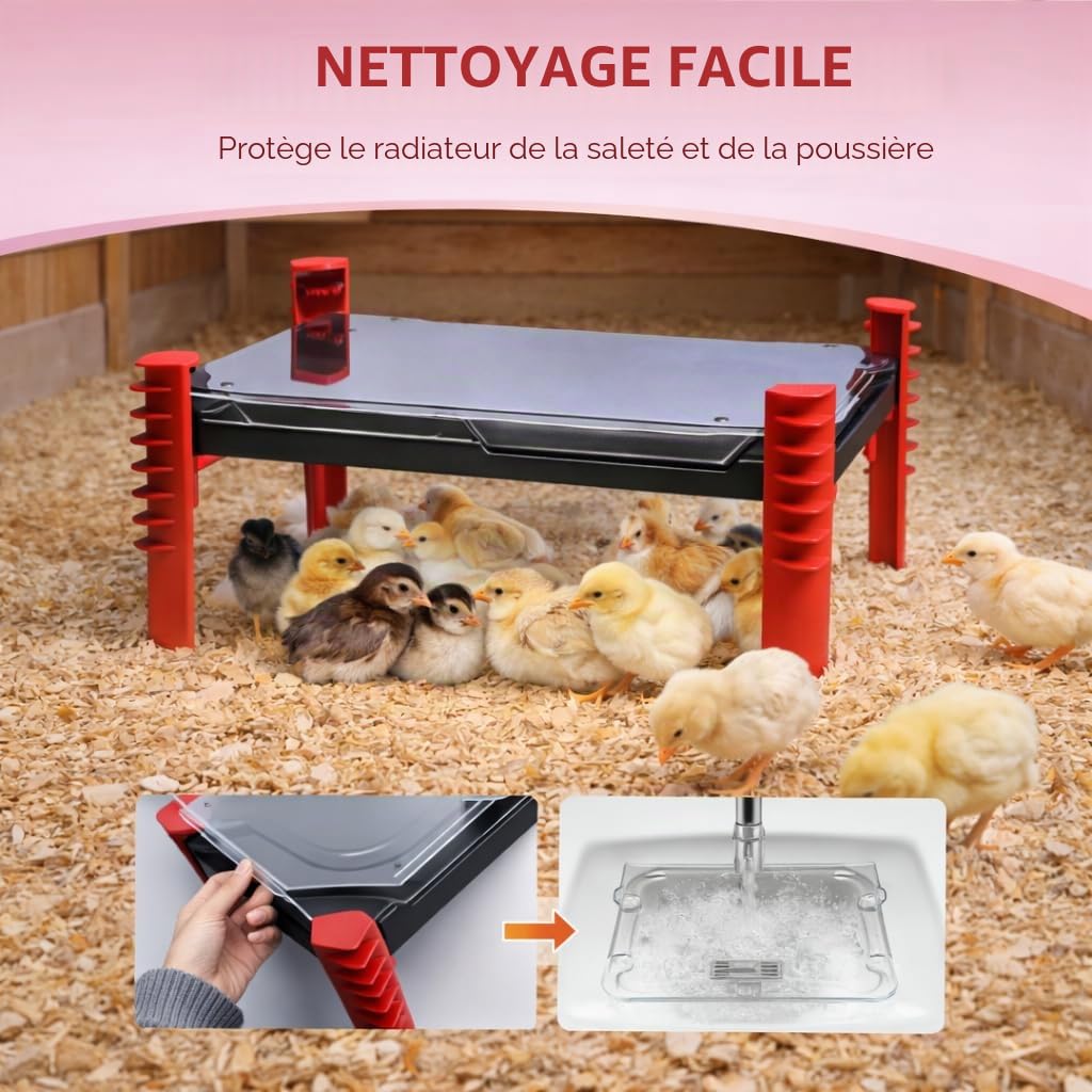 Plaque Chauffante Poussin avec Contrôle de la Température, Chauffage pour Poulailler 40x30cm 150W, Lampe Chauffante pour Poussins Canards
