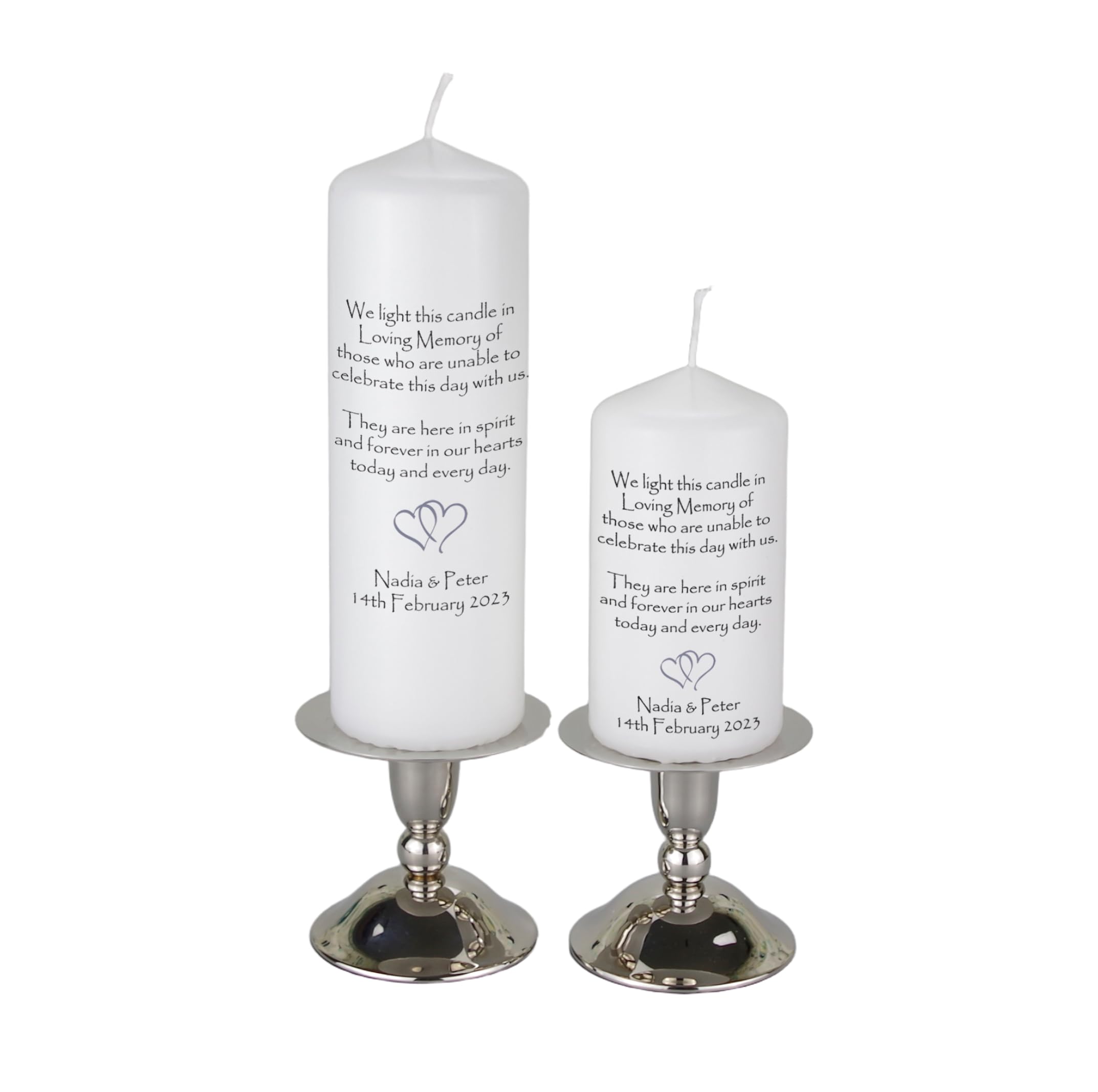 Personalised Wedding Absence Memorial Memory Candle with Entwined Hearts - for Those Unable to Celebrate by Just Candles