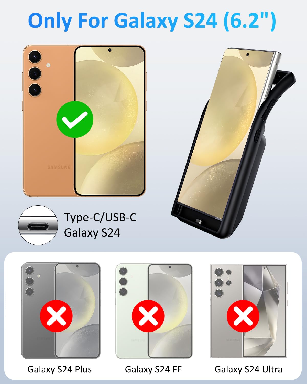 Casco Batteria Samsung S24/S25 15000mAh Magica Ricaricabile - Dettaglio