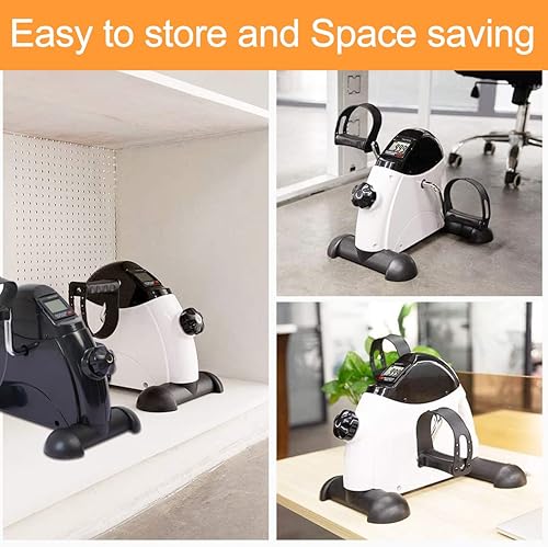 Miniatura 6 de Ejercitador de pedales debajo del escritorio, mini bicicleta estática para piernas y brazos Ciclismo Ejercicio portátil con pantalla LCD
