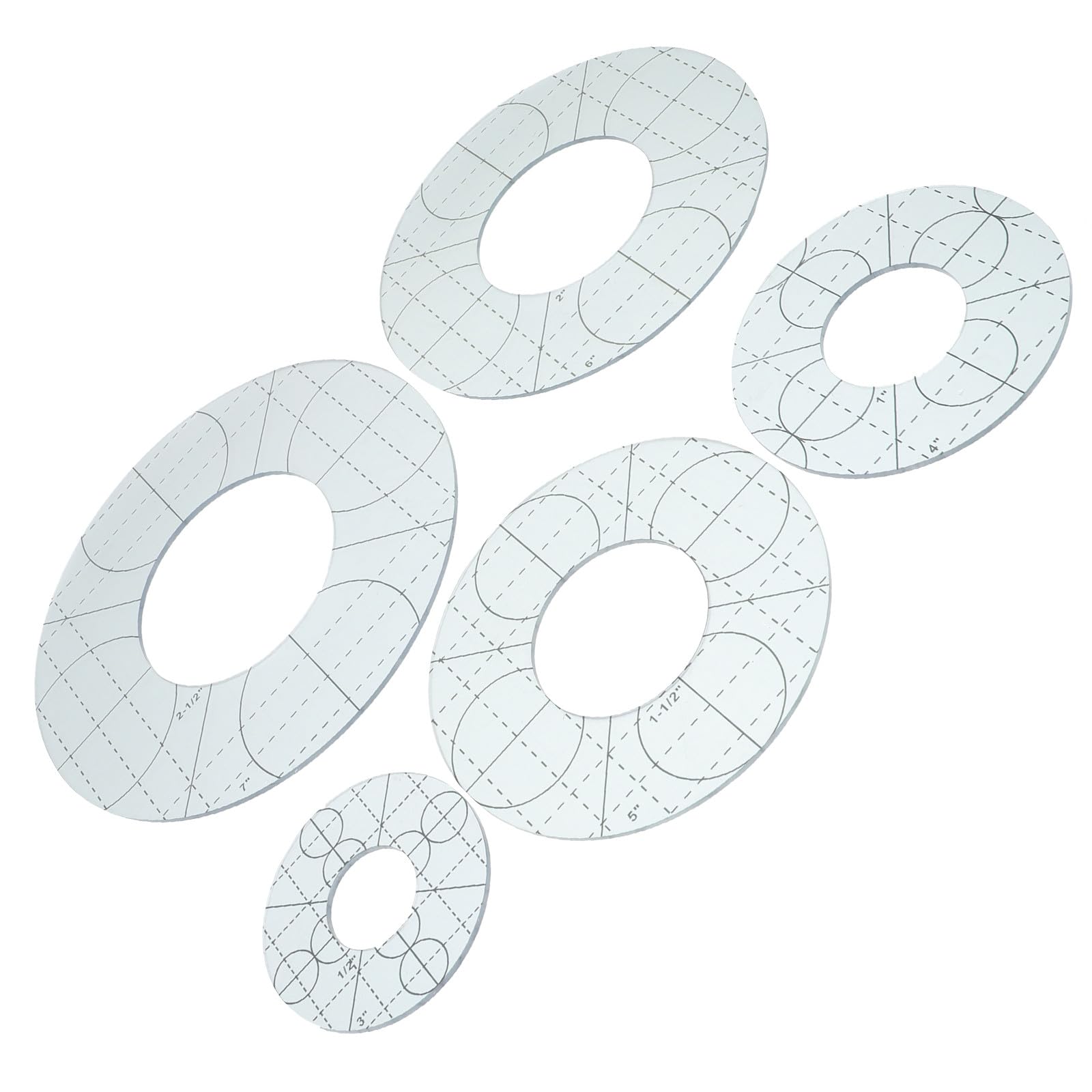 Righello Patchwork Acrilico Set 5 Pezzi per Quilting e Cucito Fai da Te, Righelli Plastica per Trapuntatura Tessuti, Strumenti Professionali per Modelli Sartoriali e Ricamo