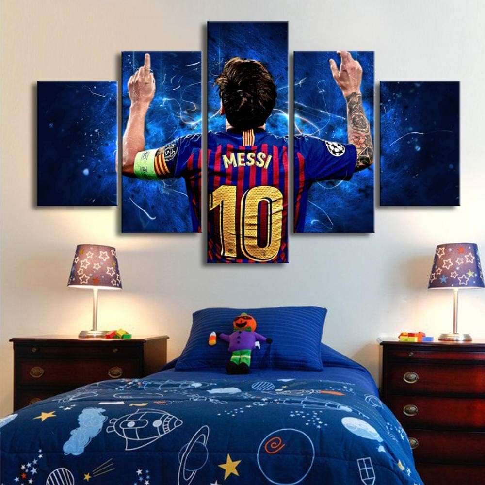 BPA 5 Canvas Painting Barcelona 10 Messi Posters Football Stars 5 Pieces Canvas Paintings Wall Art Sports Print Picture Kids Room Decor Painting on Canvas