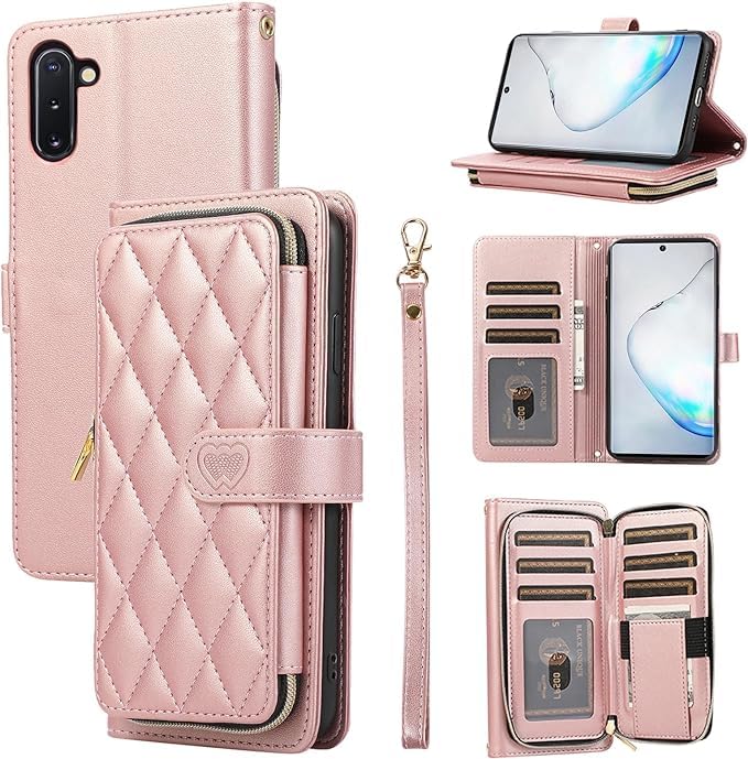 YYTVN Wallet Case for Samsung Galaxy S24 6.2 inch with Zipper Card Holder & Shoulder Strap & Wrist Strap, Crossbody Purse Handbag Stylish Protective