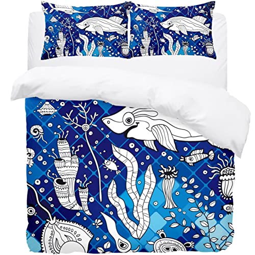 Parure de lit Supersoft requin et pieuvre en microfibre ultra douce - 2