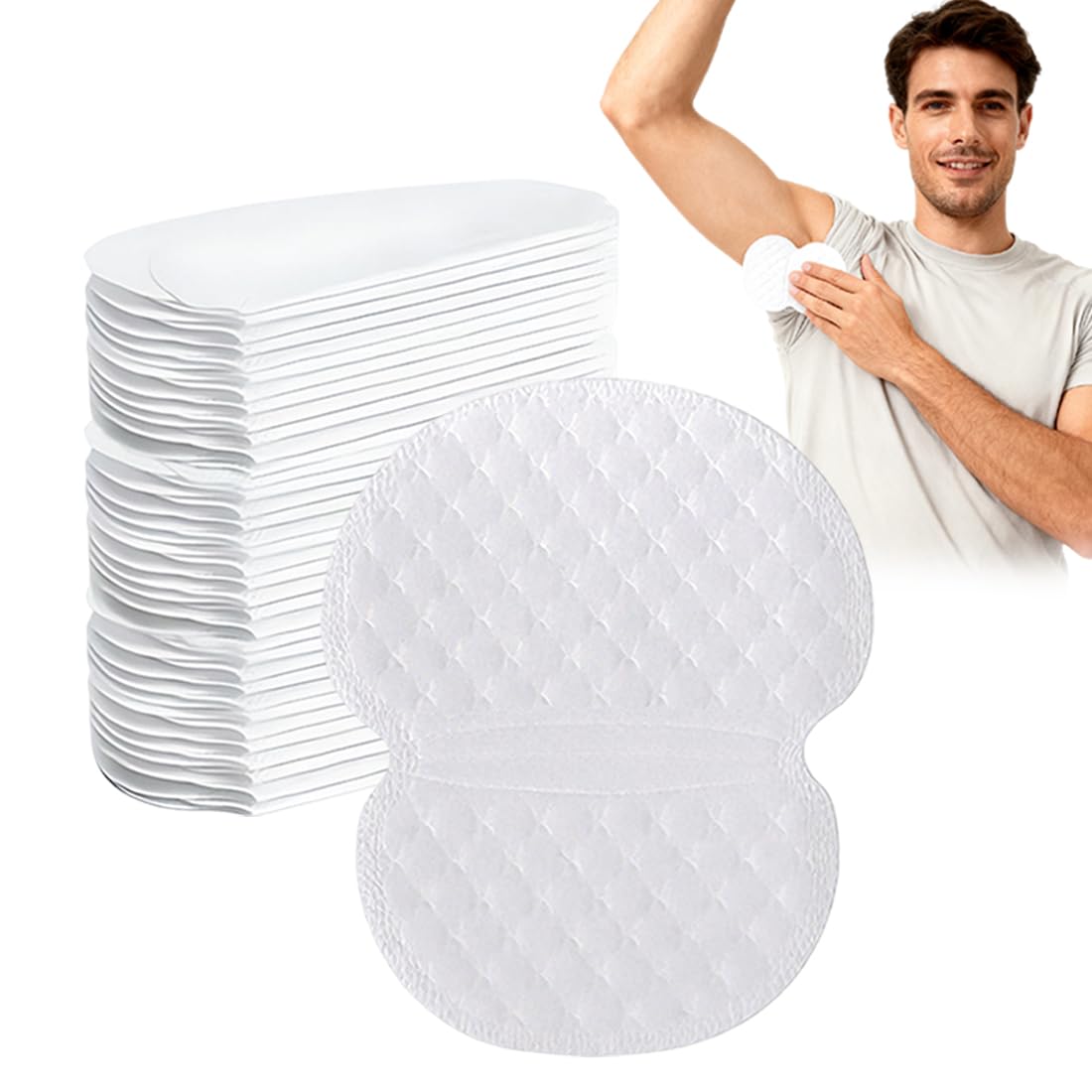 50 Piezas Almohadillas Sudor Axilas, Toallitas Desodorantes Axilas Mujer, Almohadillas Antitranspirantes para Axilas Suaves, Uso Diario para Mujer y Hombre