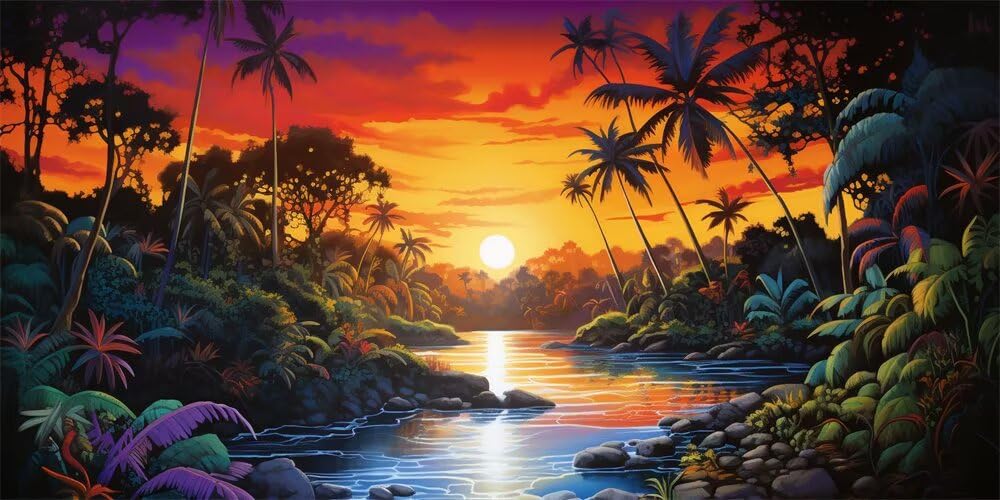 Diamond Painting Kits for Adults Large, 5D DIY Landscape Diamond Art Kits Adults Large Dimond Art River Plants Crystal Cross Stitch Gem Arts for Wall Decoration 200x100cm/78.7x39.4 Inch (WL495)