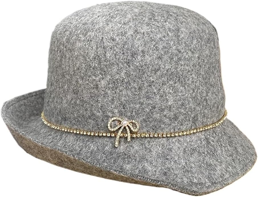 Wool Tweed Rolled Fisherman Hat Children Fall and Winter Retro Basin Bowler
