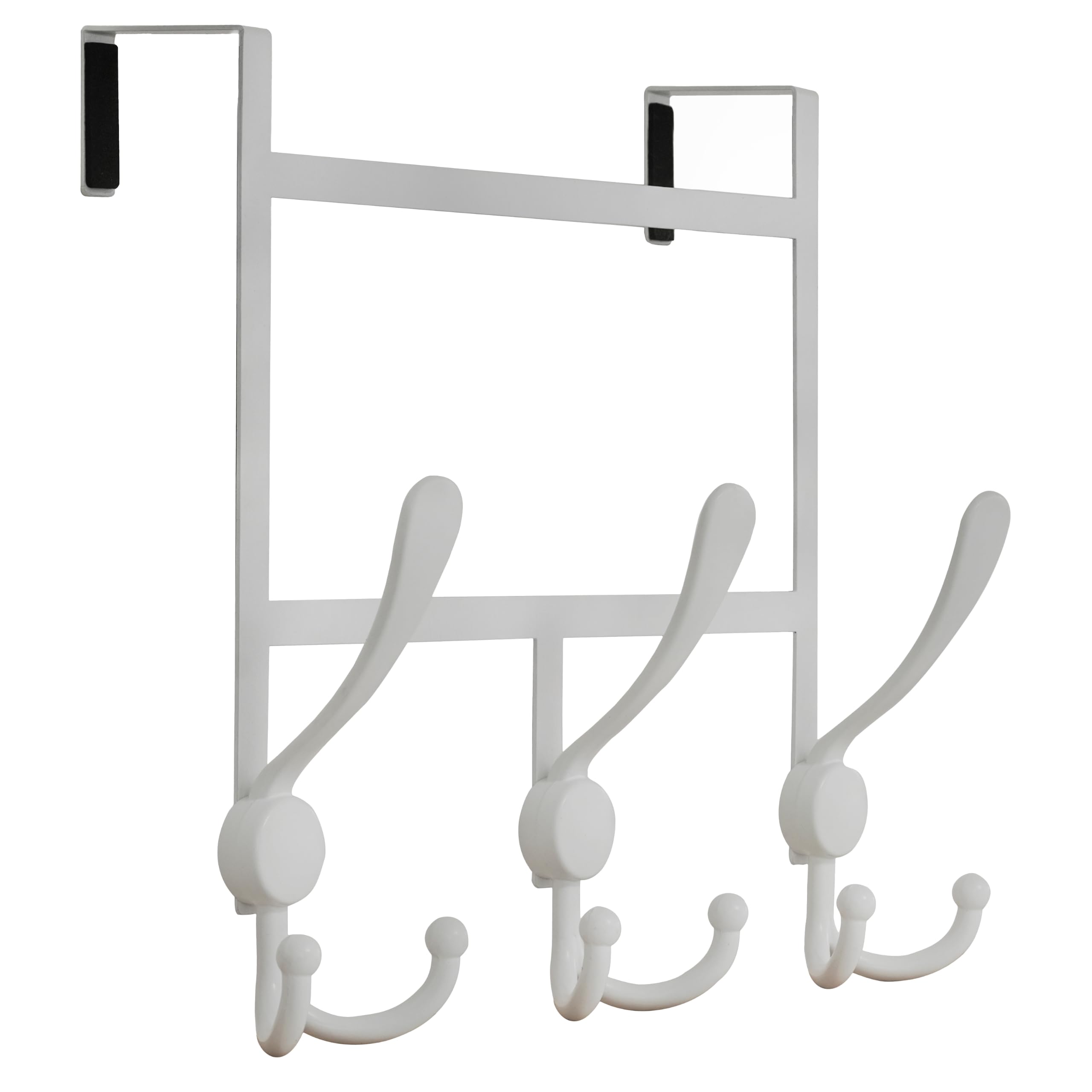 HONSKY Over Door Hook, Stylish 3 Triple Hooks Sturdy Over Door Hanger, Metal Durable Door Towel Rack for Hanging Coat, Clothes, Jacket, White