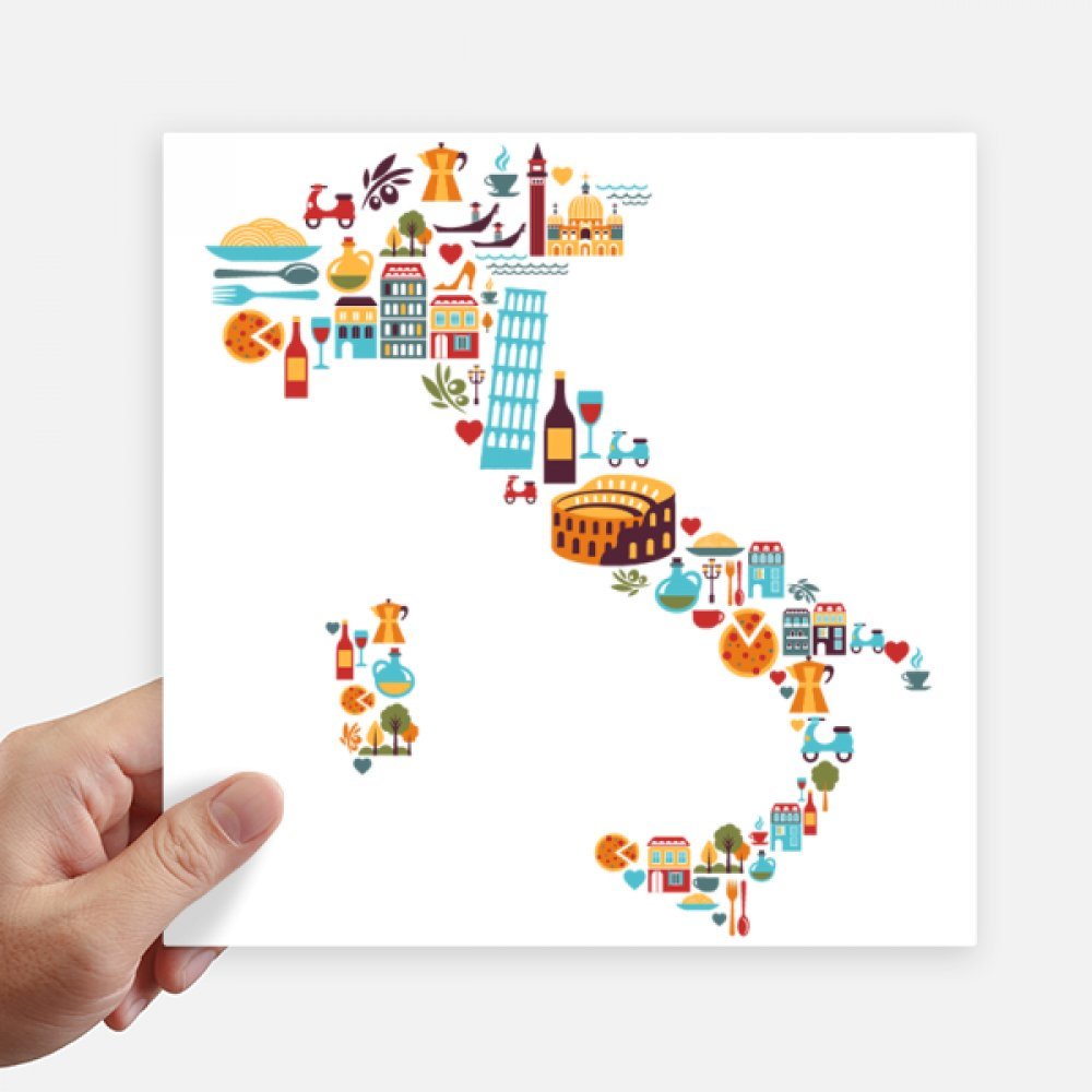Autocollant drapeau Italie paysage carré pour moto et PC