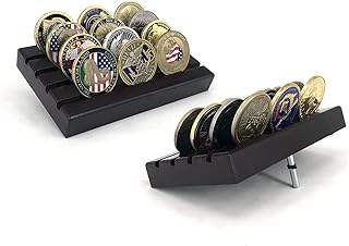 4 Rows Wood Coin Holder Military Challenge Coin Display Holder Stand