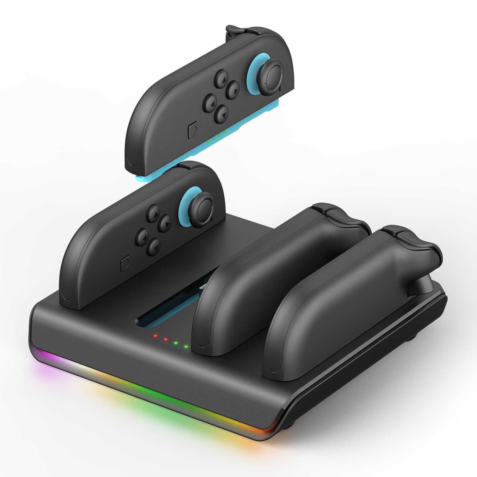 Charging Dock for 2025 Nintendo Switch 2 Joycon Controllers - 4 in 1 Fast Magnetic Charger Station with RGB Lights &amp; 2FT Charging Cable Compatible with Switch Joy con 2