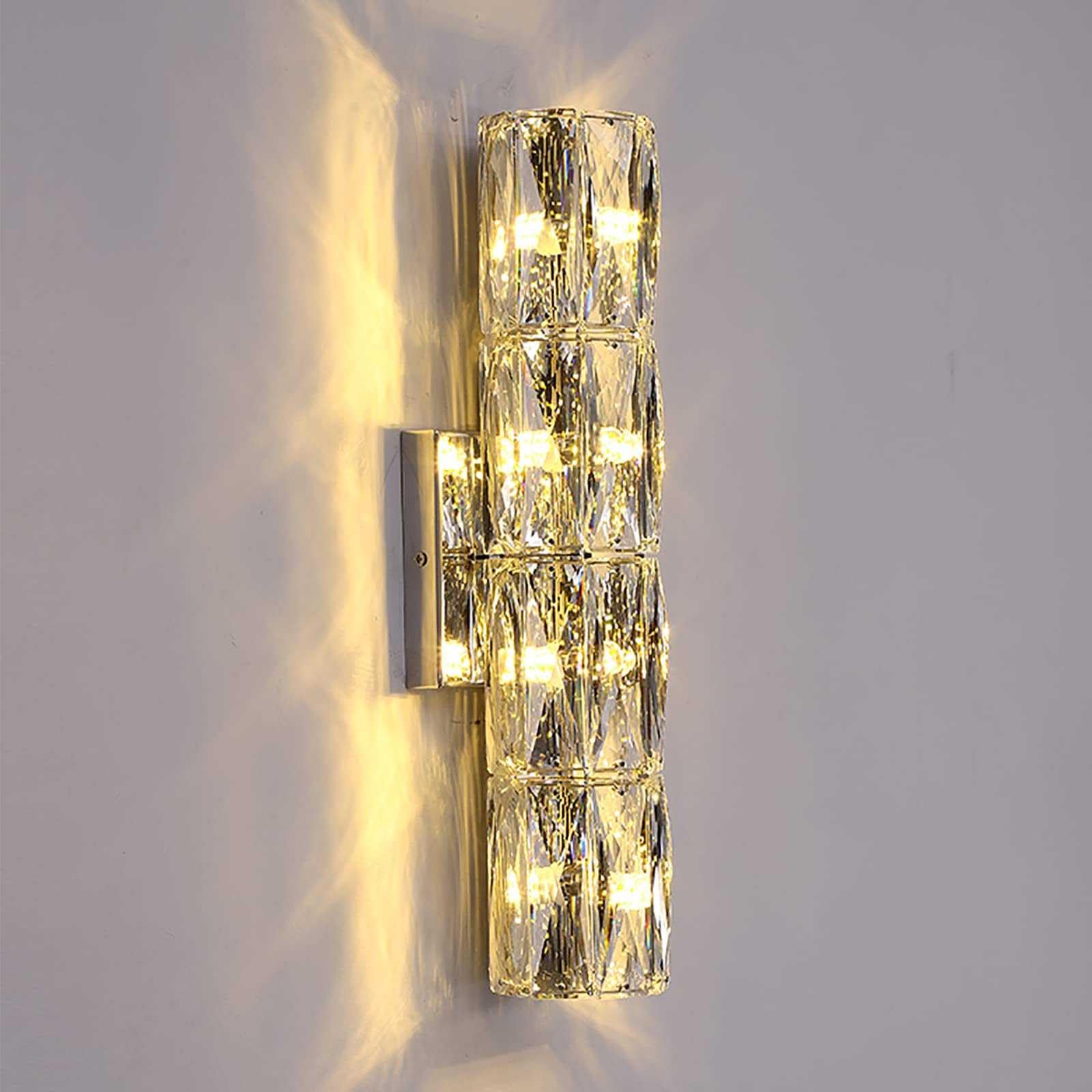 HYJAUSXB Dimmable LED Crystal Wall Lamp, Modern Transparent Lighting for Corridor and Bedroom