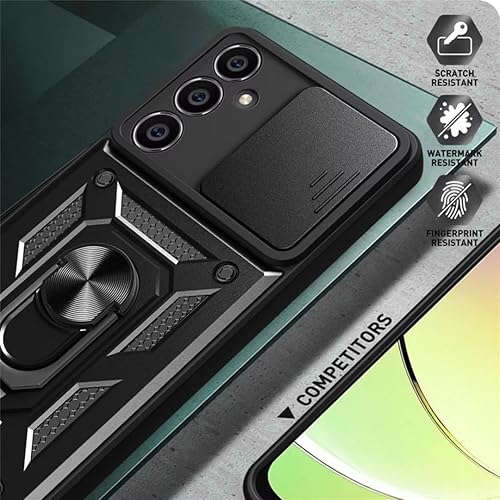 Miniatura 9 de FCSWEET Compatible con fundas para cámara deslizante Samsung A32 4G, soporte de ventana de empuje de grado militar, anillo giratorio de 360, soporte