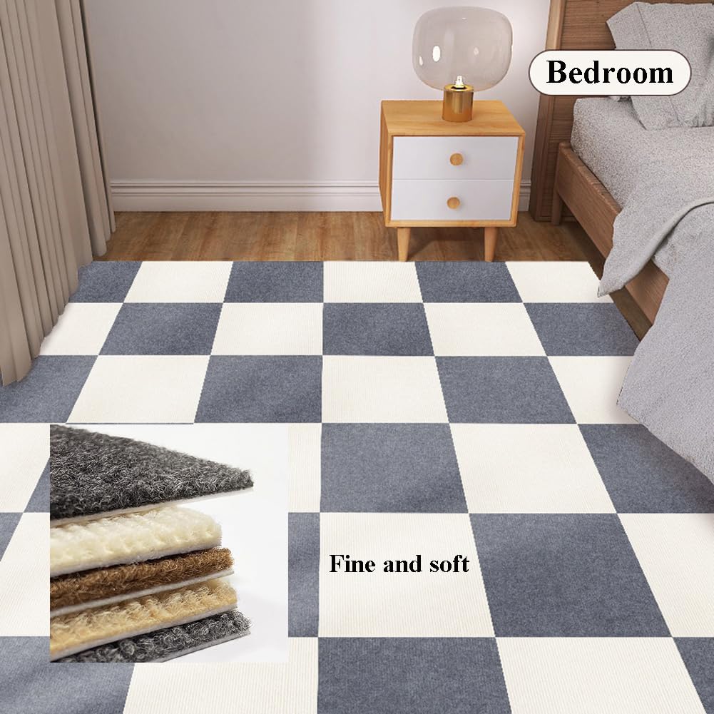 Dalles de Moquette Auto-Adhésives, 30CM x 30CM Carreaux de Sol faciles Décoller et Coller,Antidérapantes et Résistantes pour Bureau Salon Chambre,Beige,30 Pièces