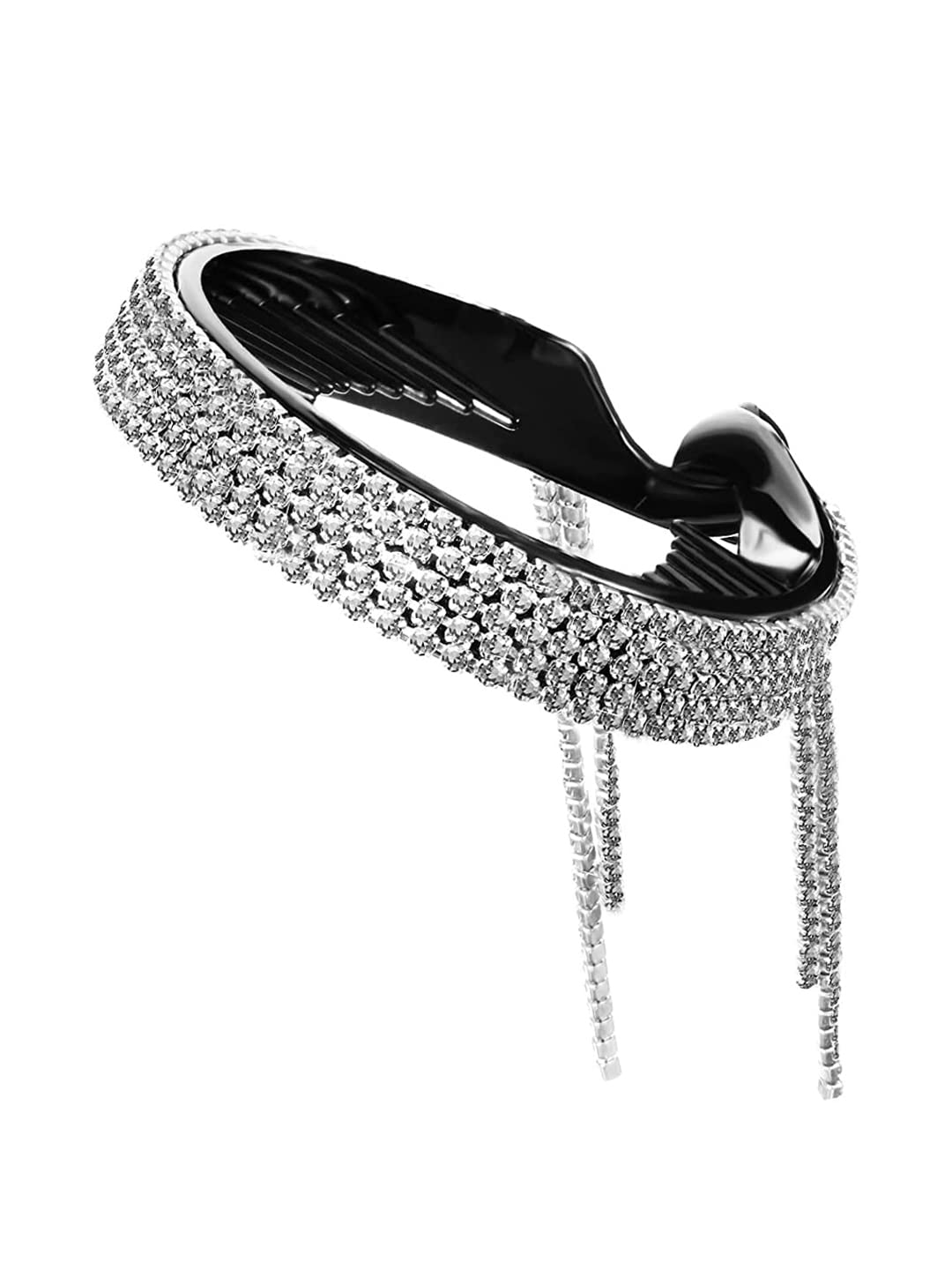 Yellow Chimes Hair Bands for Girls White Crystal Studded Hair Band Charming Hair Band HairBands for Kids and Girls Hair Accessories., One Size, Plastic, No Gemstone