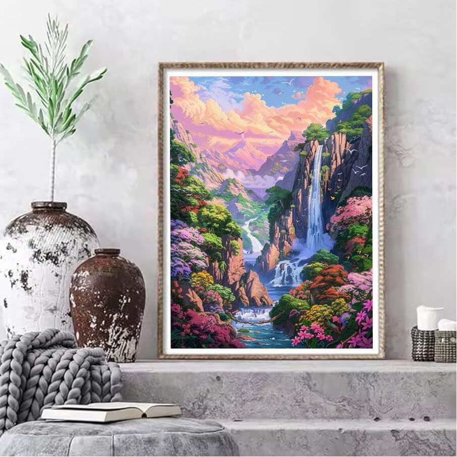 Kit complet broderie diamant anti stress cascade nature 50x70 cm - 2