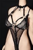 1/6 Scale Female Clothes,Female Lace Underwear Bodysuit Jumpsuit Costume Outfit Clothing Punk Strap Accessory for 12inch PH TBL JO Action Figure Body (Black Underwear)