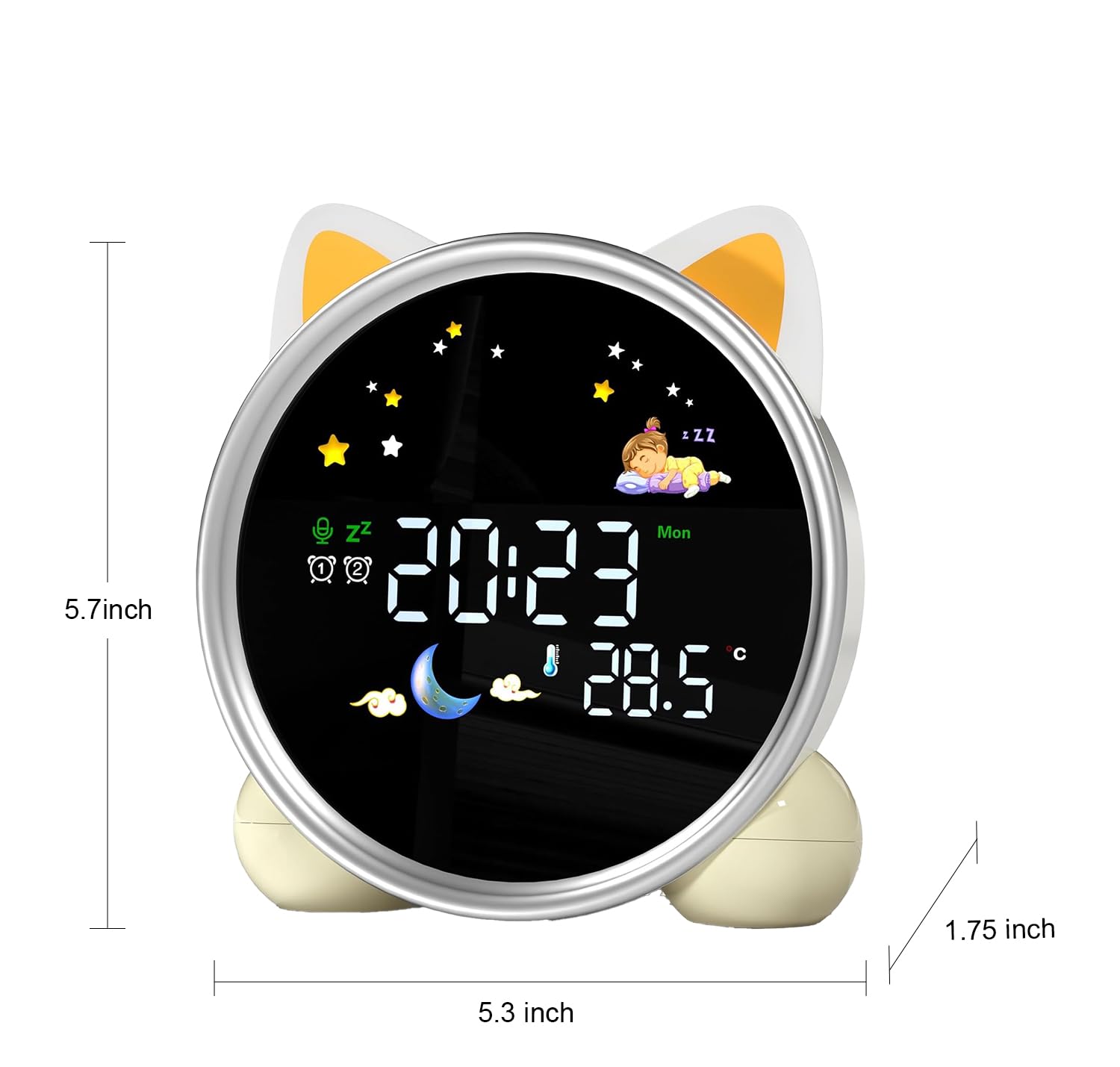 ANALOI Reloj despertador para niños, reloj OK to Wake para niños, reloj para permanecer en la cama y entrenamiento de sueño, temporizador de siesta, detección de temperatura, bonita decoración de