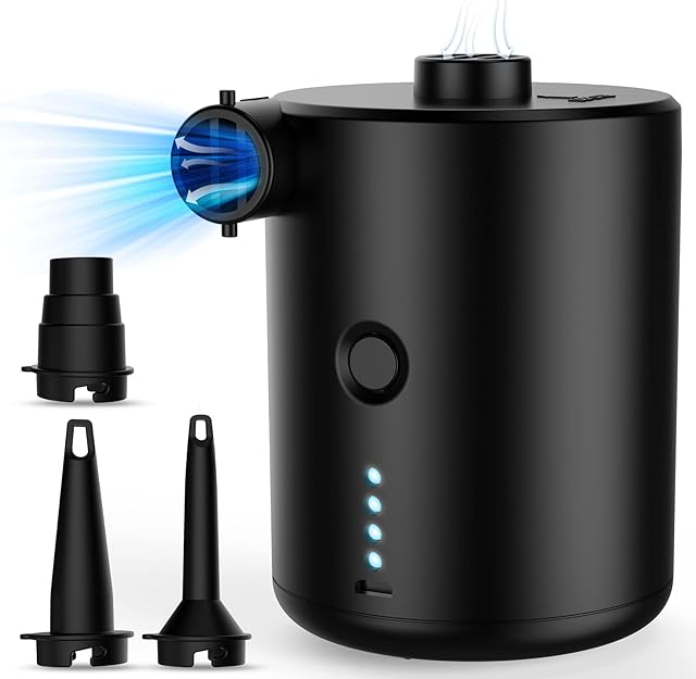 Rechargeable Electric Air Pump Inflator: Mini Inflate Small Portable Fast Inflatable for Mattress Swimming Pool Camping