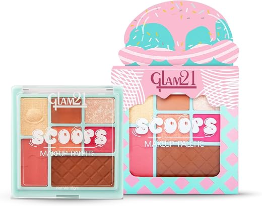 Glam21 Scoop Makeup Palette | Face Palette With Eyeshadow, Blusher, Contour and Highlighter | Mix of Mattes &amp; Shimmers | H