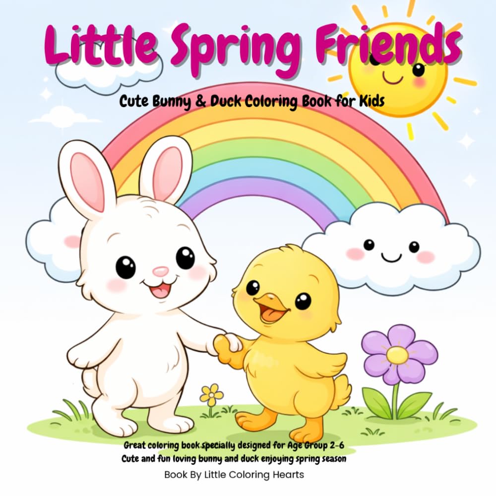 Little Spring Friends: Cute Bunny & Duck Coloring Book for Kids