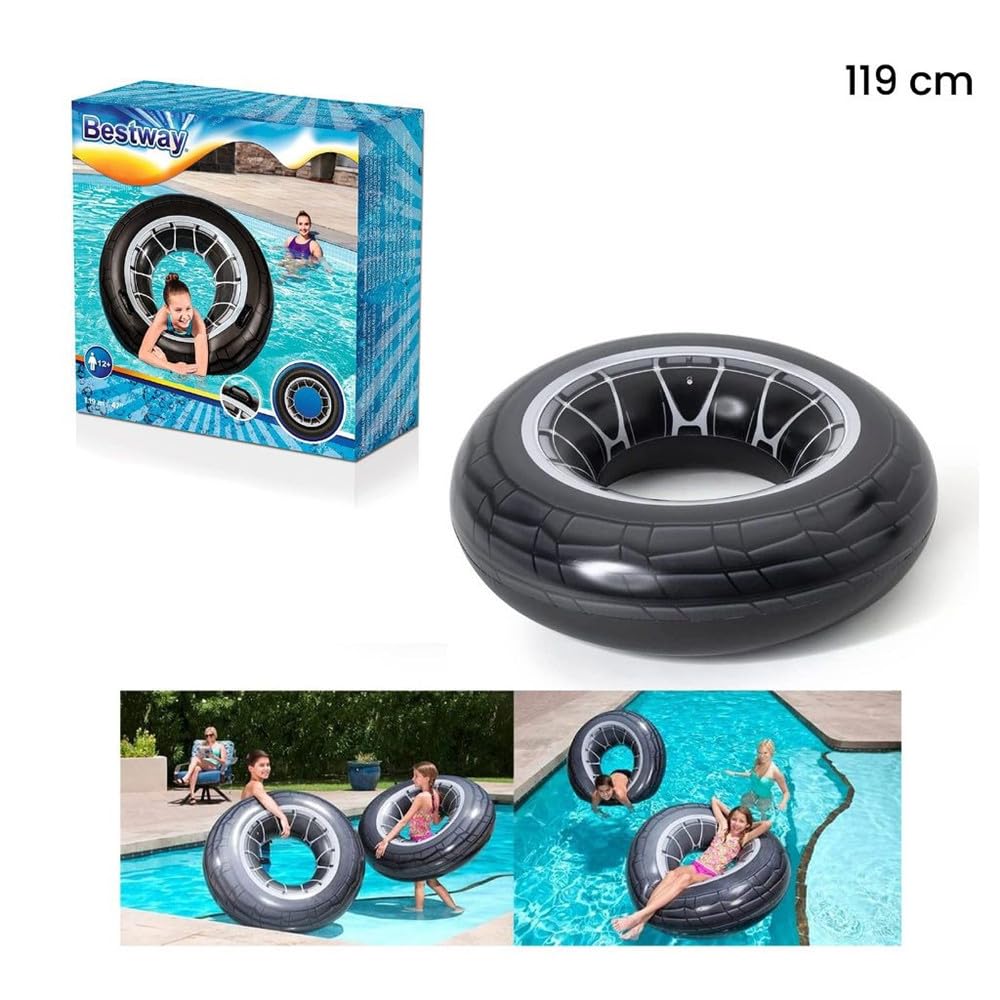 Trade Shop - Ciambella Gonfiabile con Maniglie Forma di Ruota Grande 119 Cm Gonfiabili -