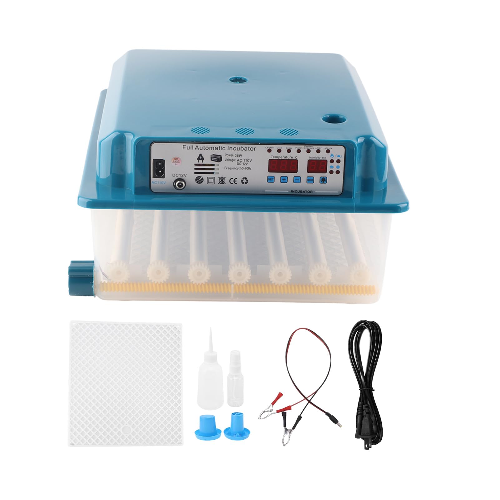 TUWEI Digital Incubator, ABS Smart Chicken Incubator with Dual Electric System for Home (US Plug 110V)