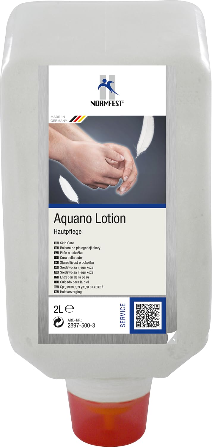 Normfest Aquano Lotion 2 L – Hautpflegelotion mit Vitamin E & natürlichen Ölen, pH-neutral, silikonfrei, schnell einziehend, für Hände & Körper, Großgebinde