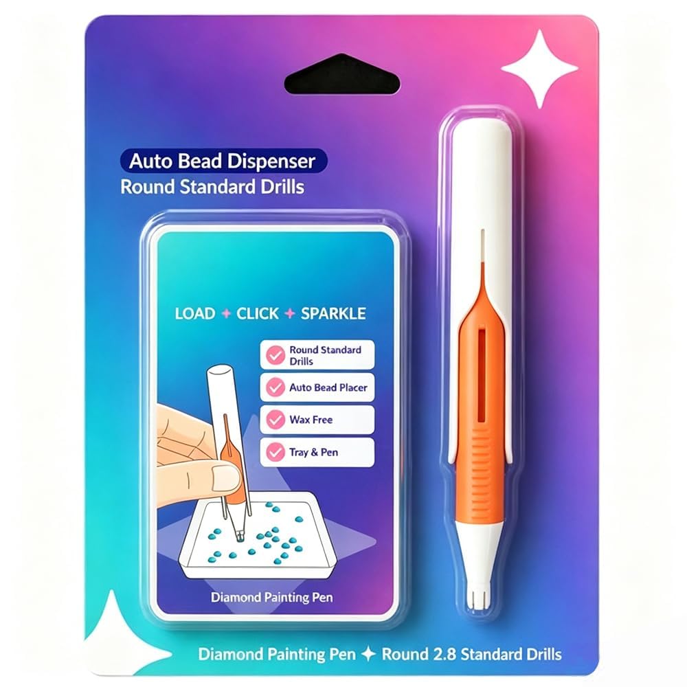 YIttings Automatic Diamond Painting Bead Dispenser, Diamond Art Tools Pen No Wax Needed, Diamond Art Accessories Kit for DIY Crafts for Adults (Orange)