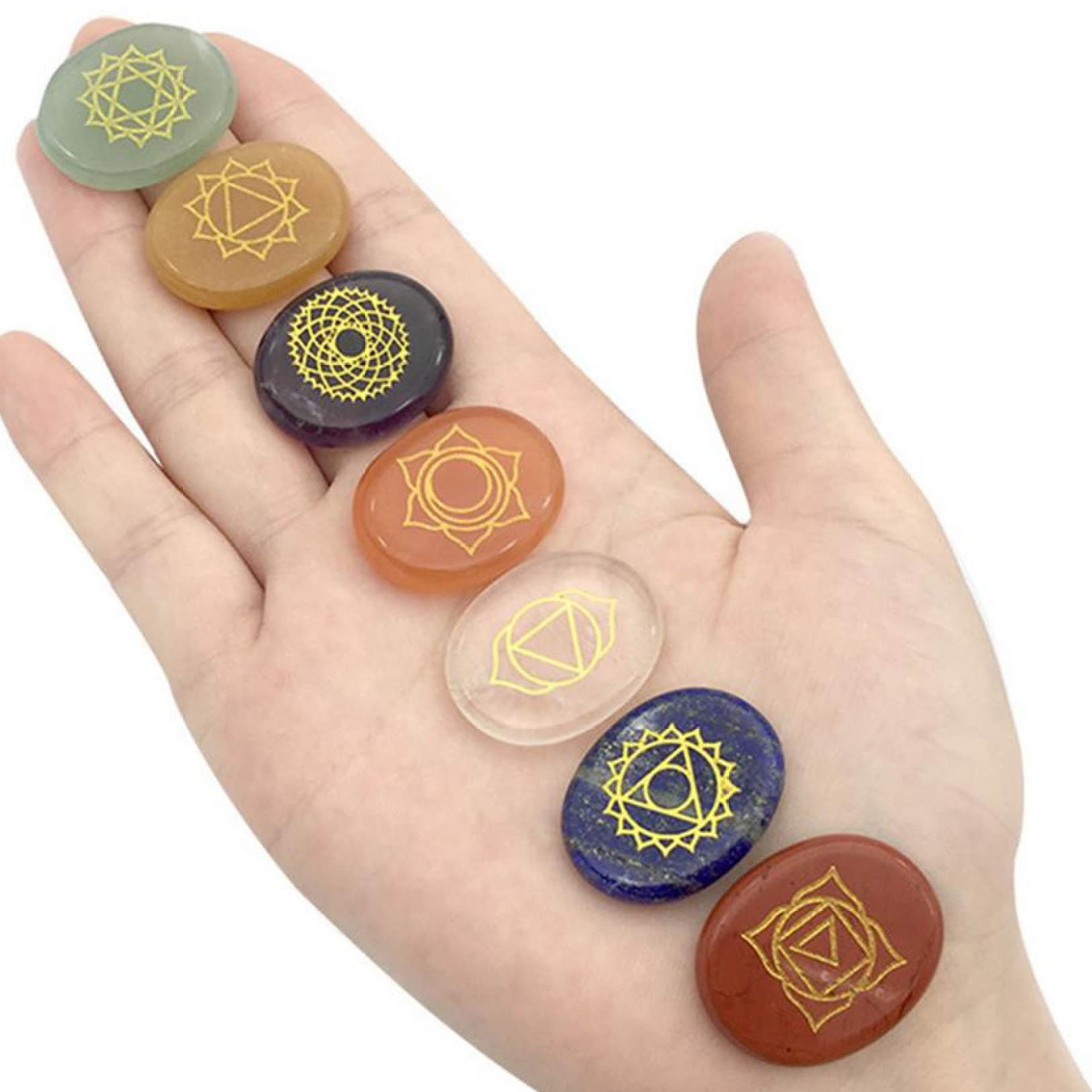 Cristales y Piedras curativas Cuarzo Natural Símbolo Piedra Cristal 7 Juego de Piedras for Yoga Decoración del hogar Regalos espirituales Inicio Colecciones