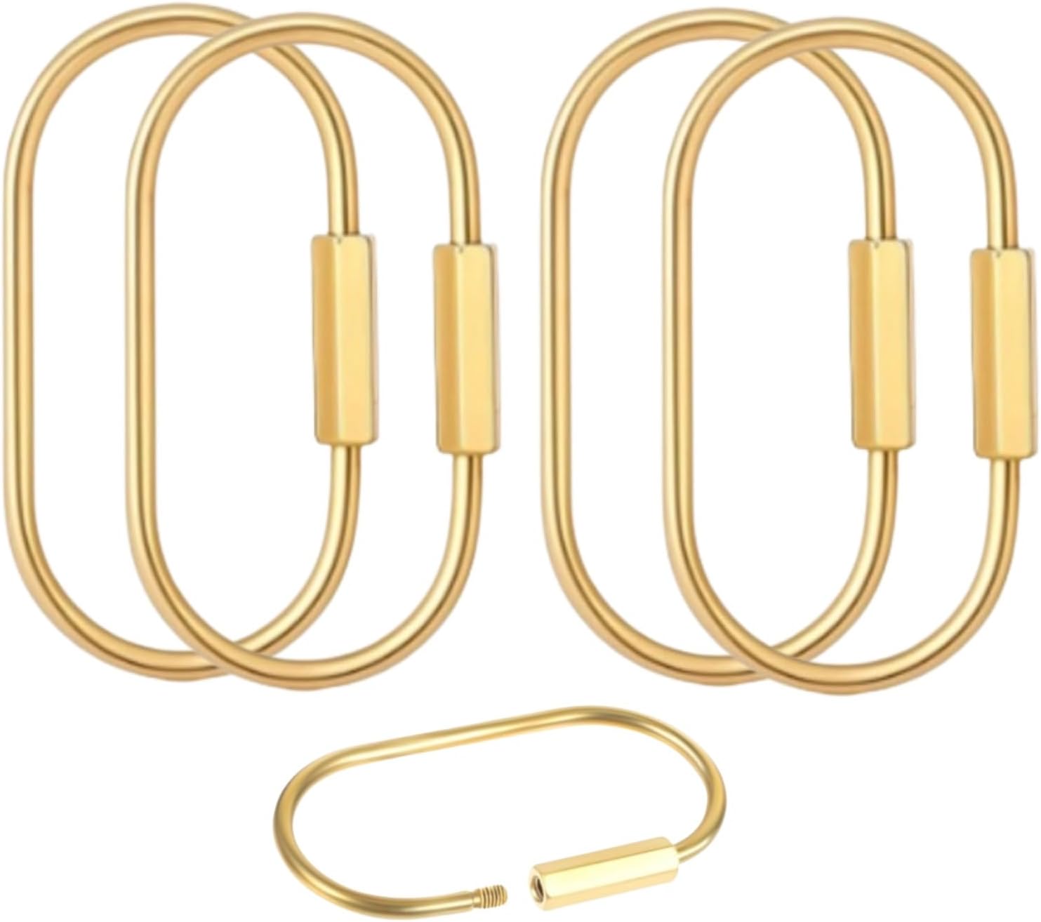 4 Pcs Brass Key Rings, Screw Lock Key Organizer, Purse Bag Charms for Handbags, Simple Carabiner Keychain Clip for Keys