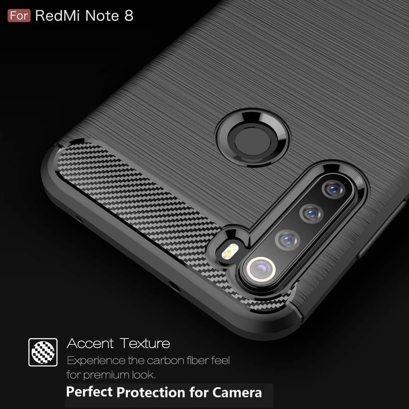 Image of Hybrid Carbon Fiber Back Case for Mi Redmi Note 8 (Black)