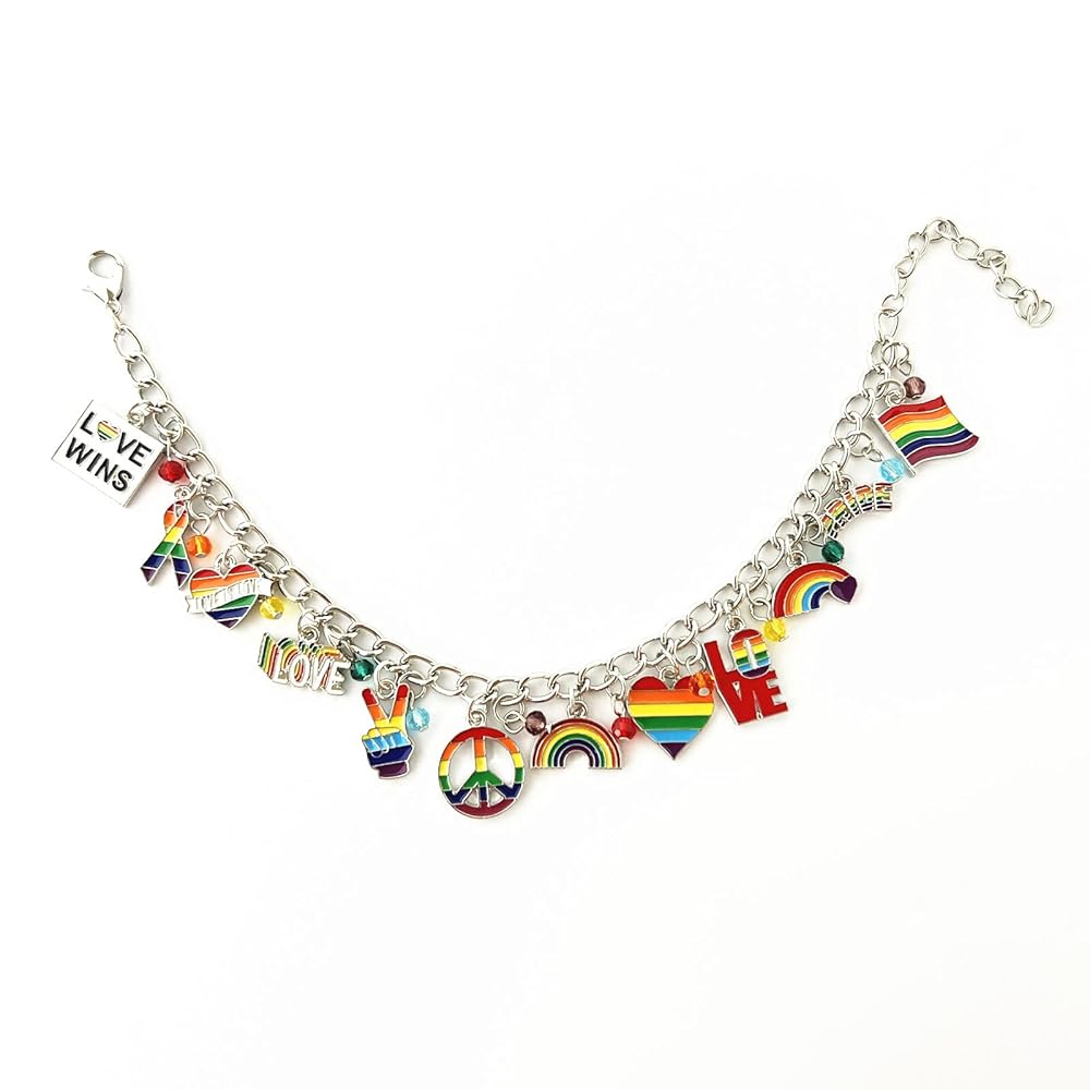 Amazon.com: JDHFJFH Rainbow pride Charm Bracelet Flag LGBT