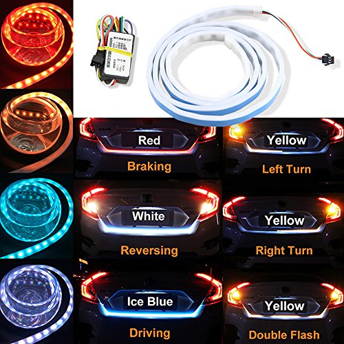 4 Color Flow Type LED Strip Tailgate Turning Signal Lights Bar Trunk Strips Lamp Flowing Side Rear Light 120cm 47
