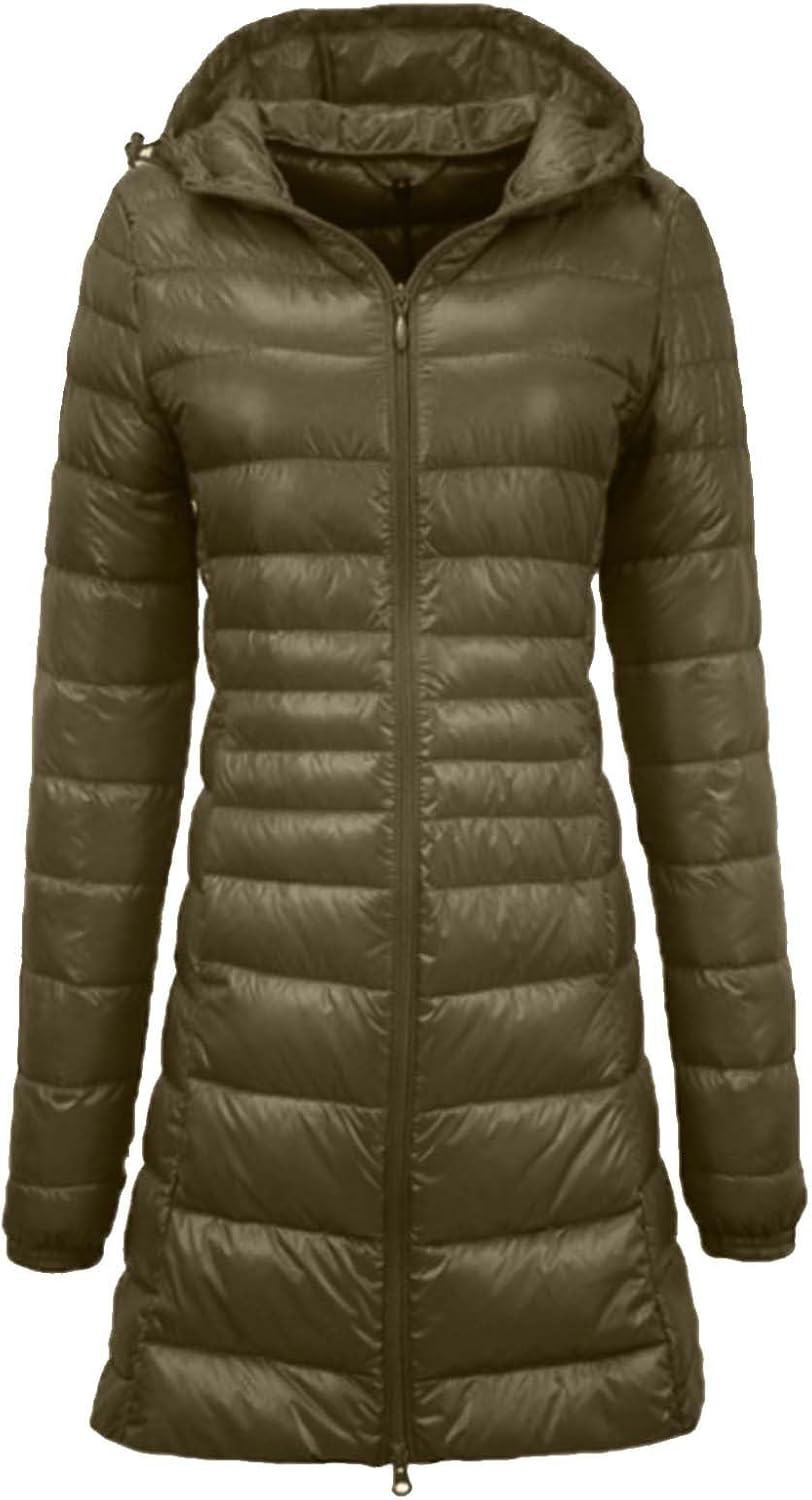 Donsjack voor dames, warme winterjas, lichte gewatteerde jas, bufferjack, winterjas, jas met capuchon, blauw, XL