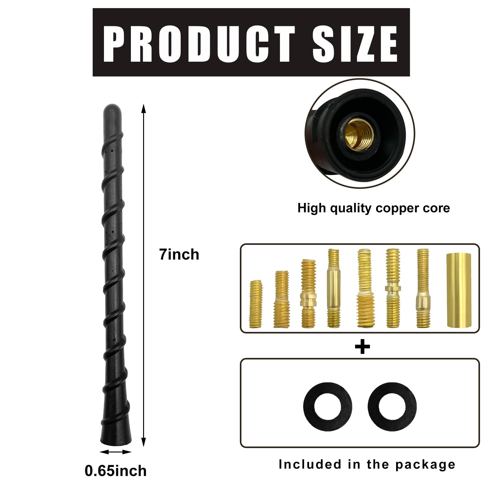 Sylvil Car Spiral Antenna, Flexible 7 Inches PVC Radio Antenna Toppers with Screw, Waterproof Antenna Mast Replacement for Cars Trucks SUVs, Universal Exterior Car Accessories