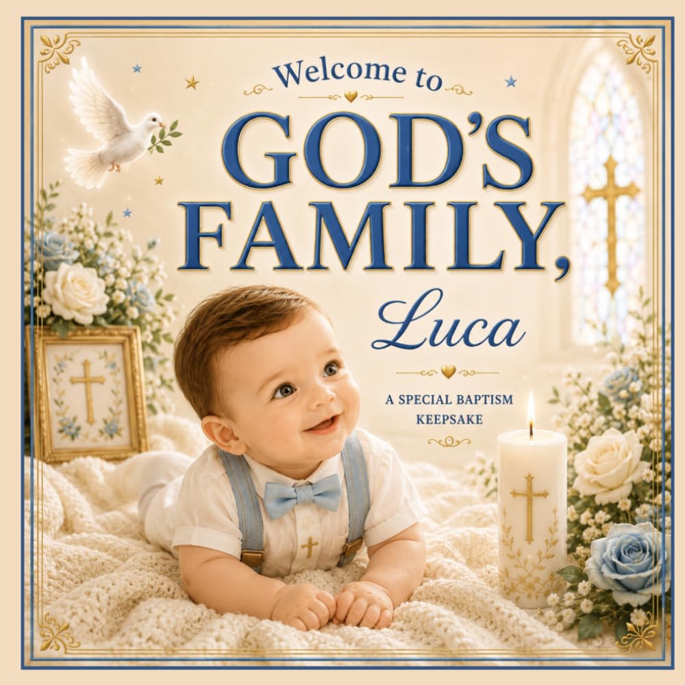 Welcome to God's Family, Luca: A Personalized Catholic or Christian Baptism Keepsake Celebrating Faith, Family, Love, and God's Blessings (Three Hearts Personalized Baby Book Series (LUCA))