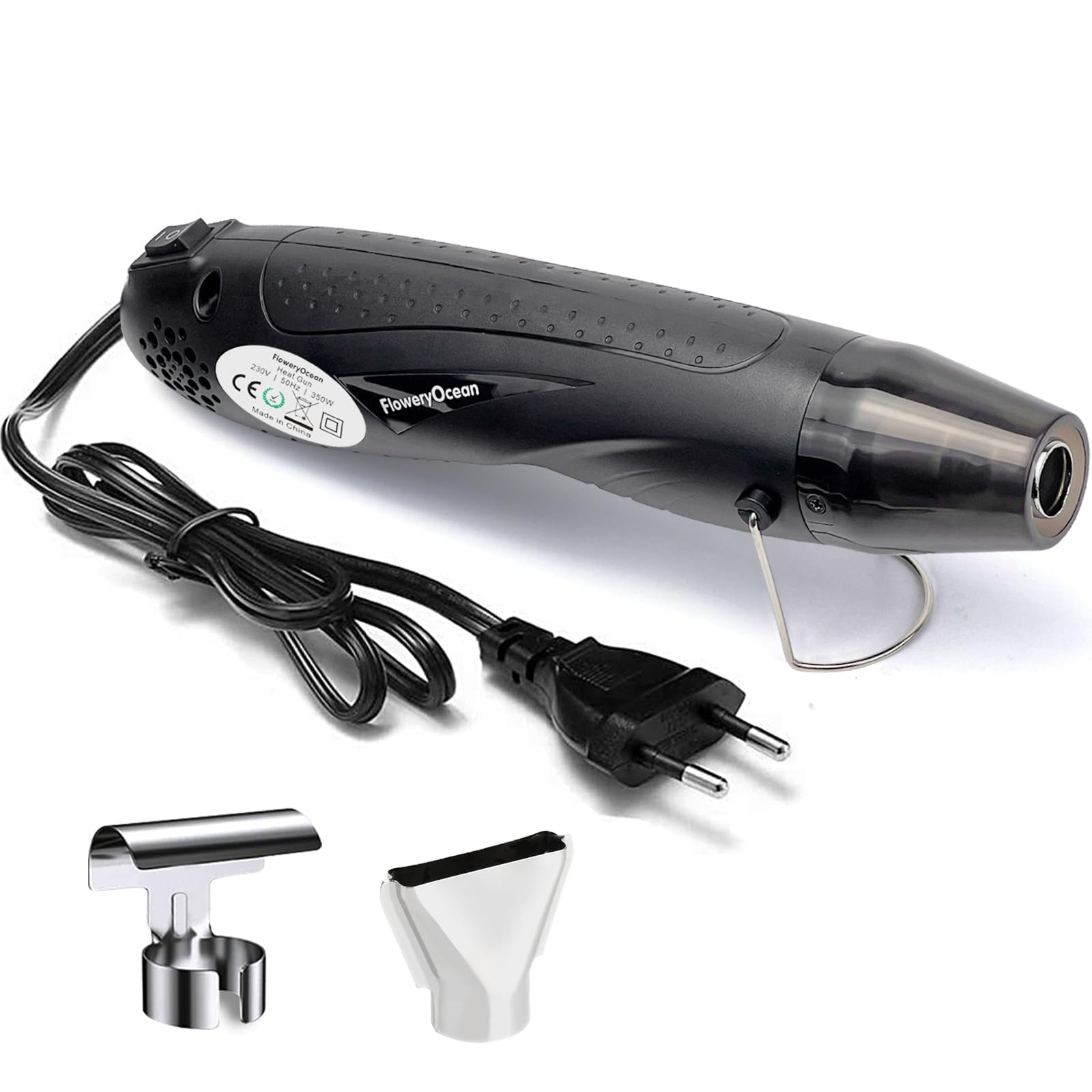 FloweryOcean 350W Mini Heißluftpistole,2 Temperatureinstellungen 392°F/662°F Heißluftfön,für Handwerk Prägen,Schrumpfschläuche,Epoxidharz,Erhitzte Schrumpfung,Tinte Trocknen,CE-Zulassung