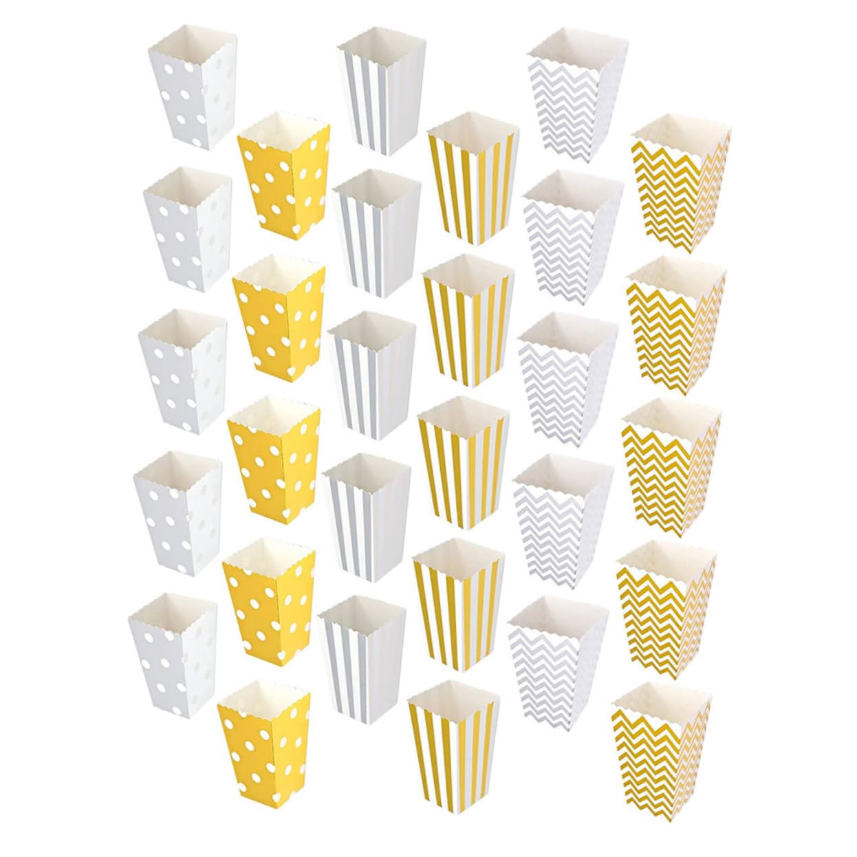 Alipis Popcorn Paper Boxes 30pcs Vertical Stripe Snack Containers Movie Party Supplies Chicken Cartons Birthday Snack Holder Lightweight