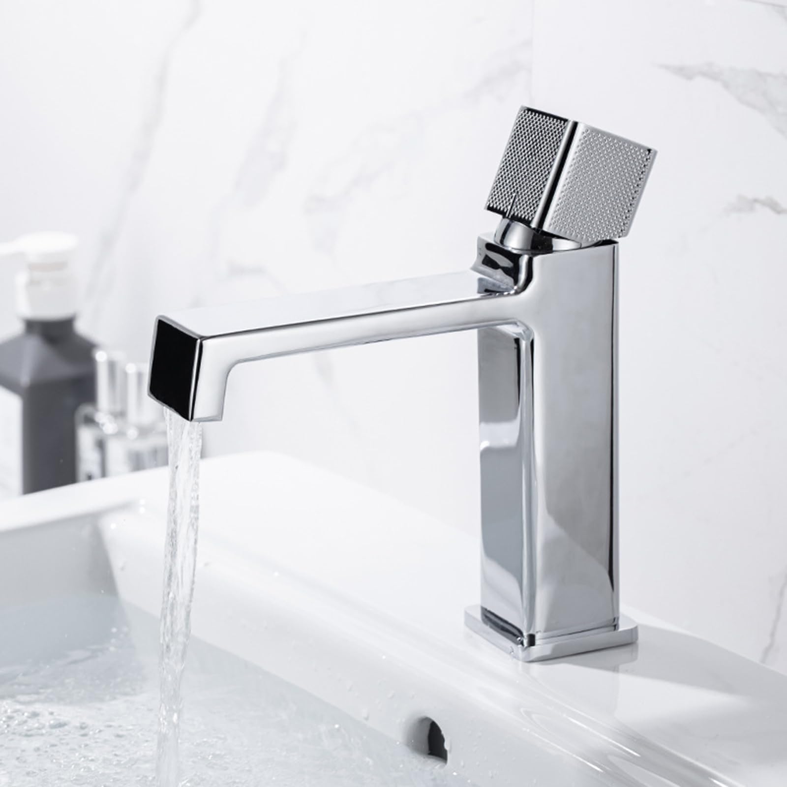 SOHNVWTGD Basin Taps Mixers Waterfall Single Hole Hot and Cold Bathroom Taps Mixer Waterfall Brass Basin Tap Mixer,Chrome