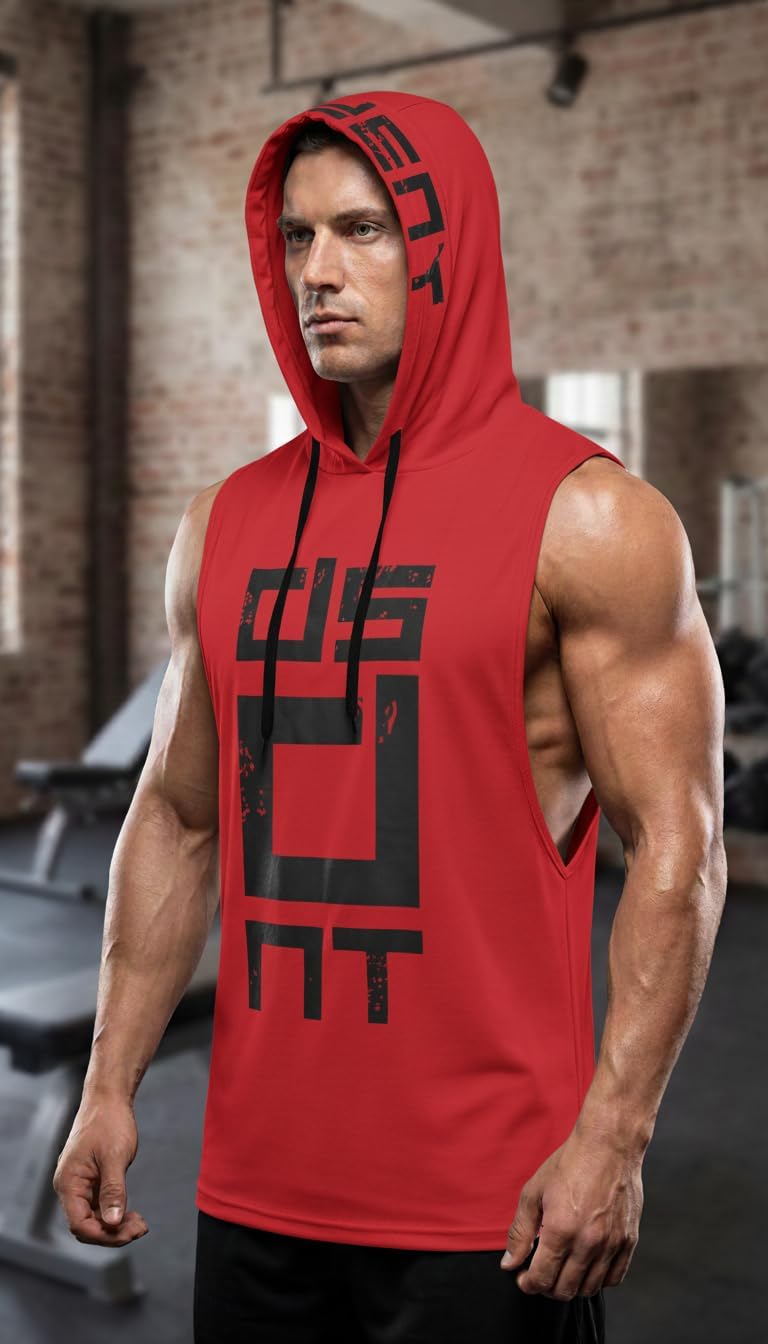 3-Pack Men's Sleeveless Hoodie - Polyester Quick-Dry Workout Vest for Gym, Running & Fitness
