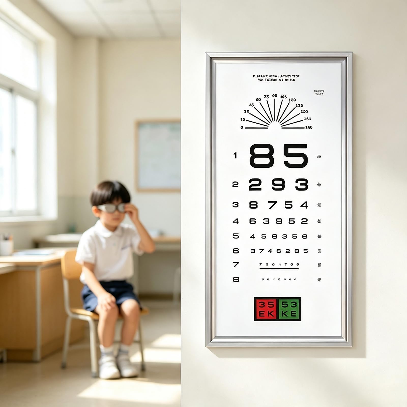 Tabella per La Misurazione Dellacuità Visiva A LED da 30 * 60 Cm, con Telecomando, Stampa UV Ad Alta Definizione, Misurazione della Distanza 2,5/5 M, per Scuole E Ospedali. B