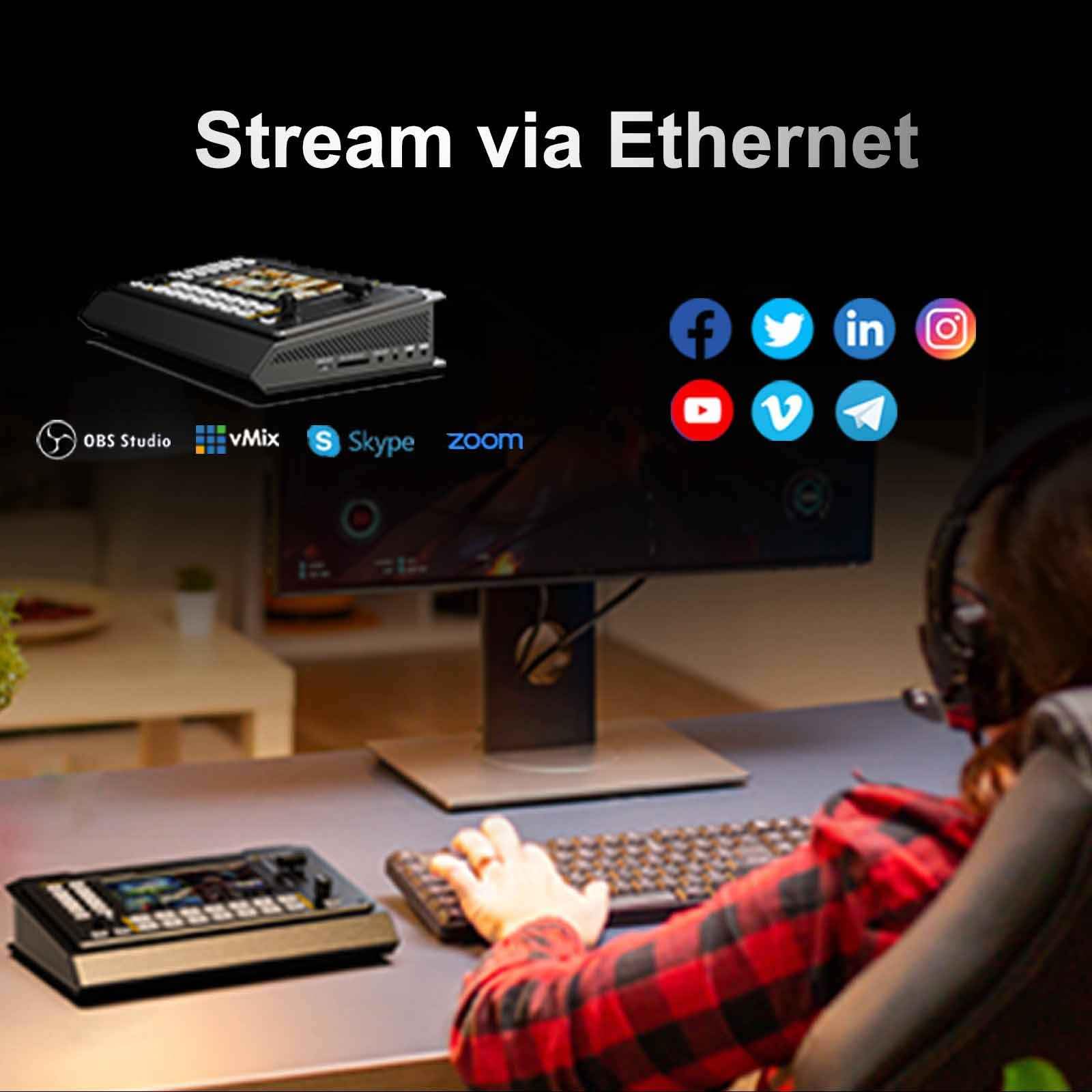 AVMATRIX Shark S6 - Commutatore video multi-camera con schermo da 5 pollici, ingressi SDI/HDMI, registrazione USB e scheda SD, uscite Ethernet e USB per streaming live in tempo reale, comodo controllo
