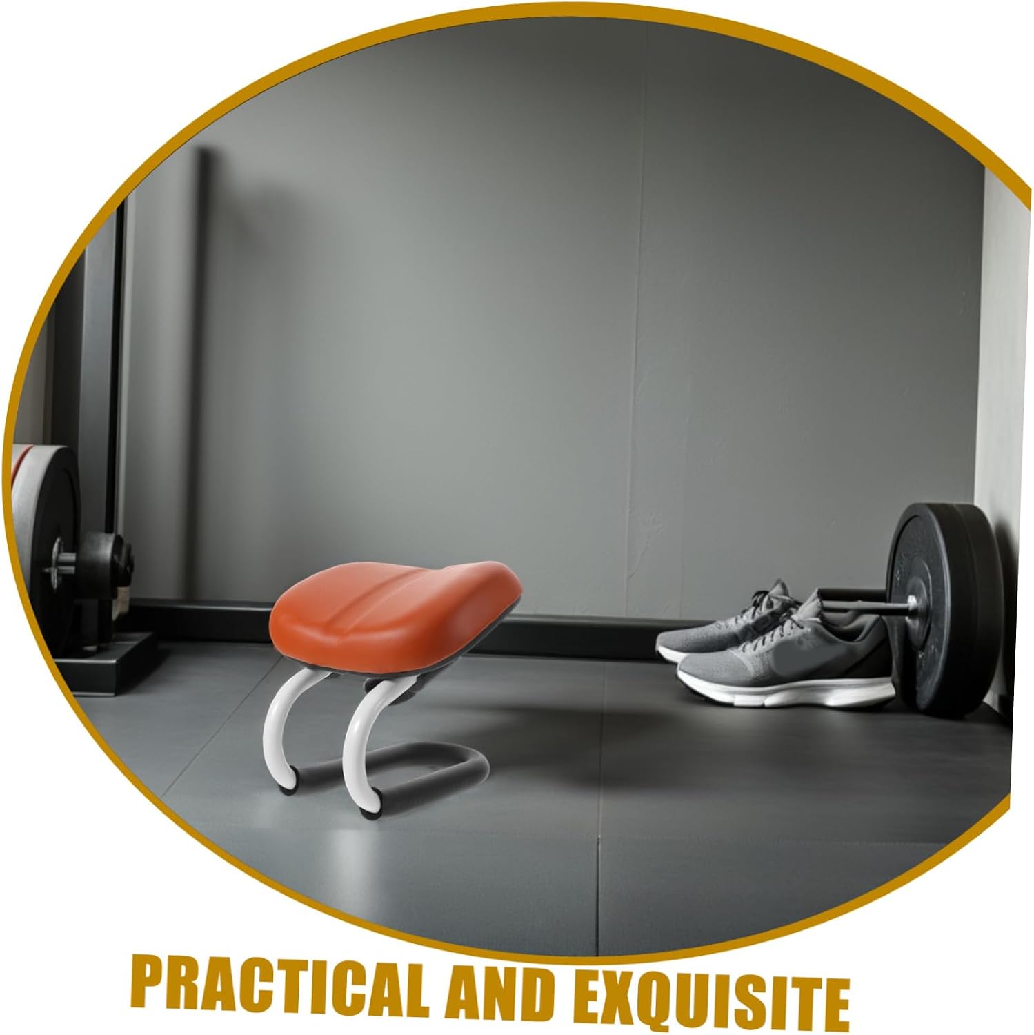Toddmomy Brown Metal Leather Kneeling Meditation Stool for Studio Use | 25.50 X 21.50x21.50cm Size, Lightweight Build, Stable Support, Non-slip Base for Meditation Spaces