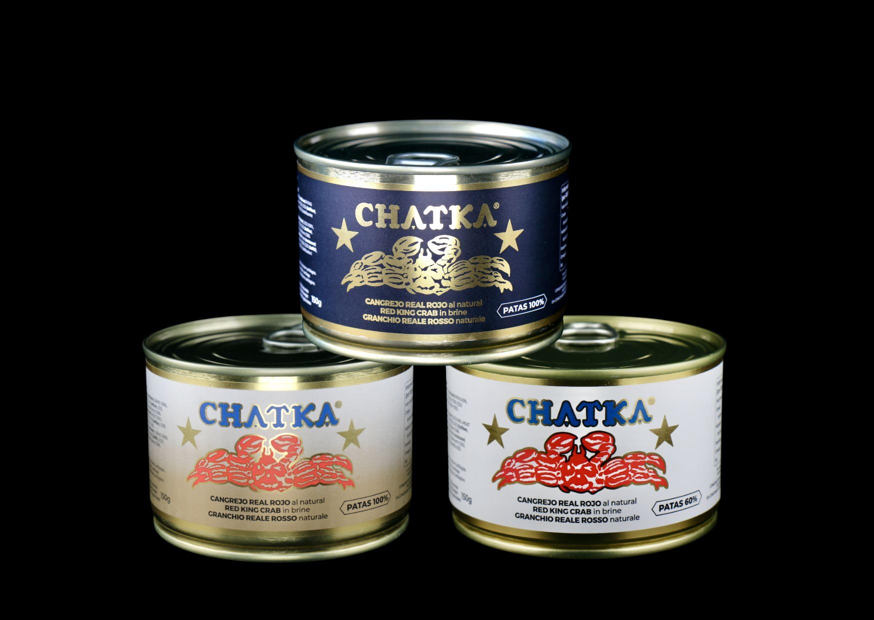 Chatka Conserva de Cangrejo Real Rojo, 60% Patas y Carne Desmigada, Bote de Cristal (150 g) (150 gram)