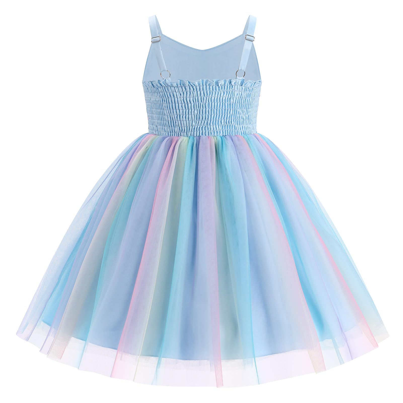 IMEKIS Regenbogen-Tüll-Geburtstagskleid für Kleinkinder, kleine Mädchen, Blumenkleid für Hochzeit, Ostern, Festzug, 2–7 Jahre