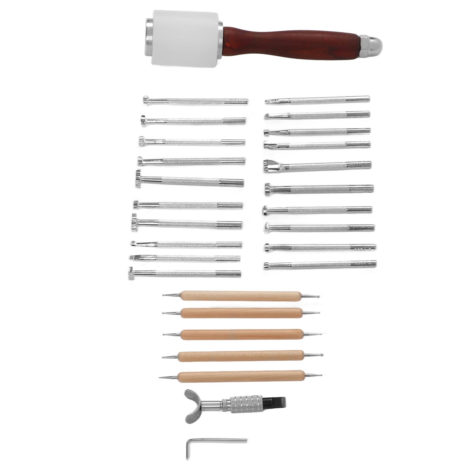 Set di strumenti per artigianato in pelle 28 pezzi Kit di strumenti professionali per intaglio della pelle Strumenti di lavoro in pelle fai-da-te per principianti ed esperti Legno